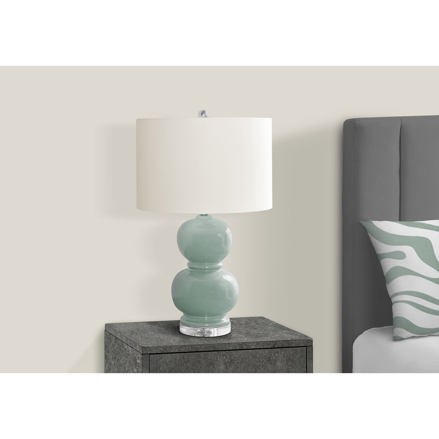 I 9743 - Luminaire, 25"H, Céramique Bleue, Abat-jour Ivoire / Crème, Contemporain - Simple Boutique