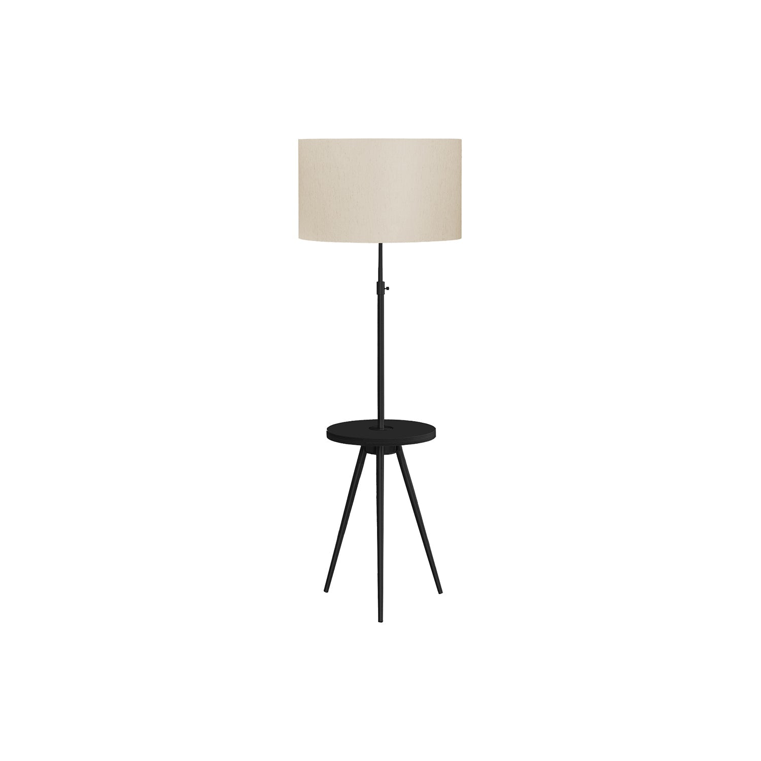 I 9745 - Luminaire, Lampadaire, 63"H, Métal Noir, Abat-jour Ivoire / Crème, Contemporain - Simple Boutique