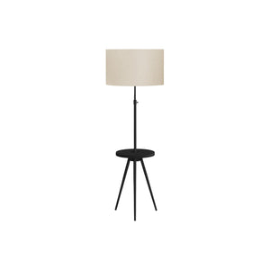 I 9745 - Luminaire, Lampadaire, 63"H, Métal Noir, Abat-jour Ivoire / Crème, Contemporain - Simple Boutique
