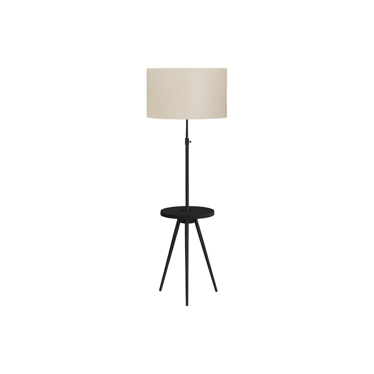 I 9745 - Luminaire, Lampadaire, 63"H, Métal Noir, Abat-jour Ivoire / Crème, Contemporain - Simple Boutique