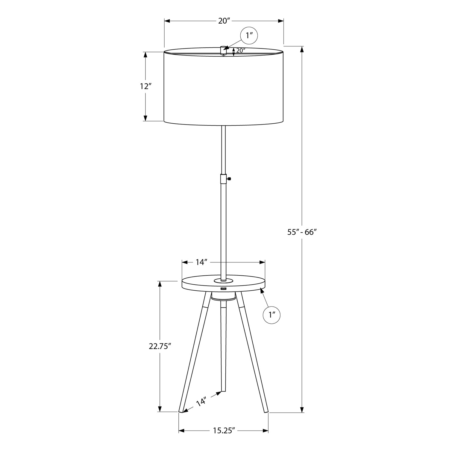 I 9745 - Luminaire, Lampadaire, 63"H, Métal Noir, Abat-jour Ivoire / Crème, Contemporain - Simple Boutique