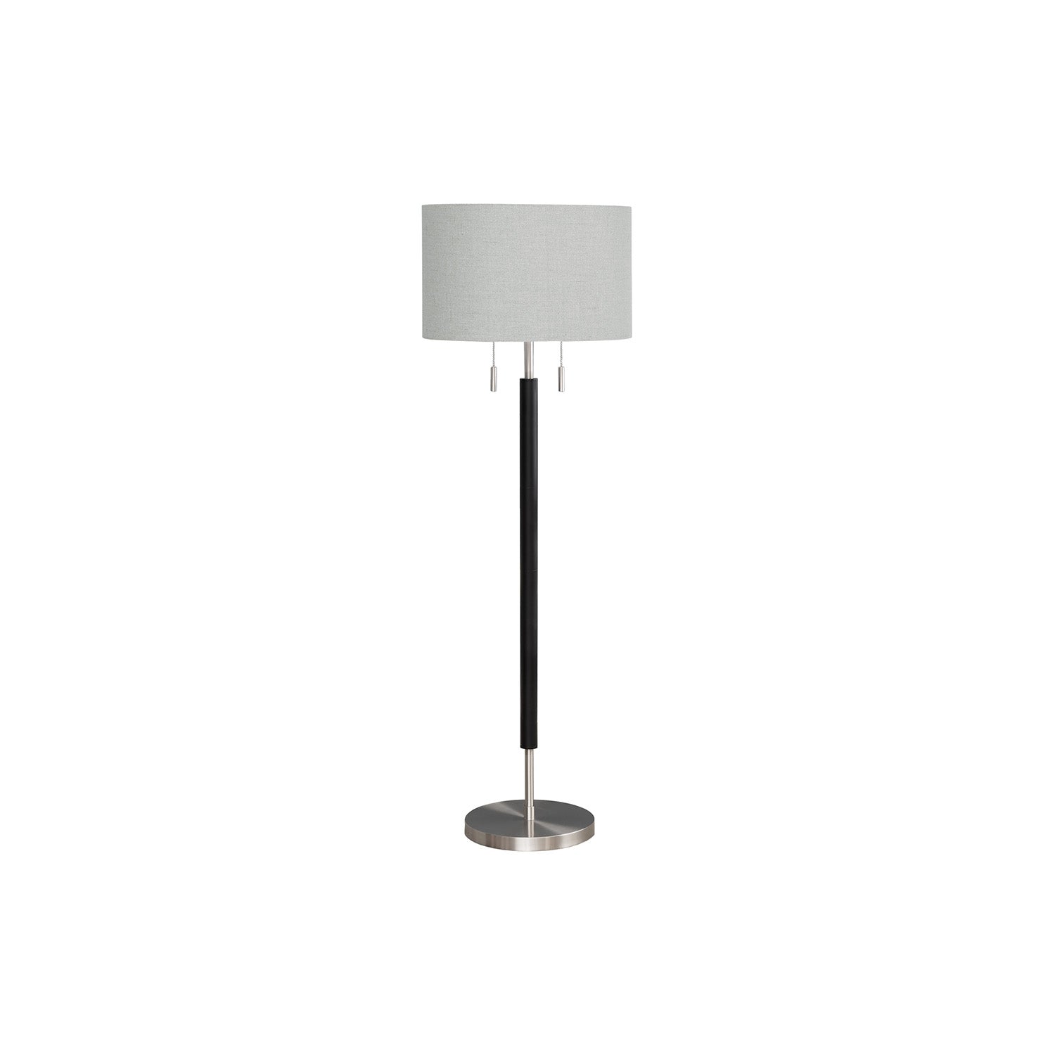 I 9748 - Luminaire, 60"H, Métal Nickelé, Abat-jour Gris, Contemporain - Simple Boutique
