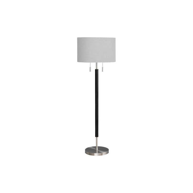 I 9748 - Luminaire, 60"H, Métal Nickelé, Abat-jour Gris, Contemporain - Simple Boutique