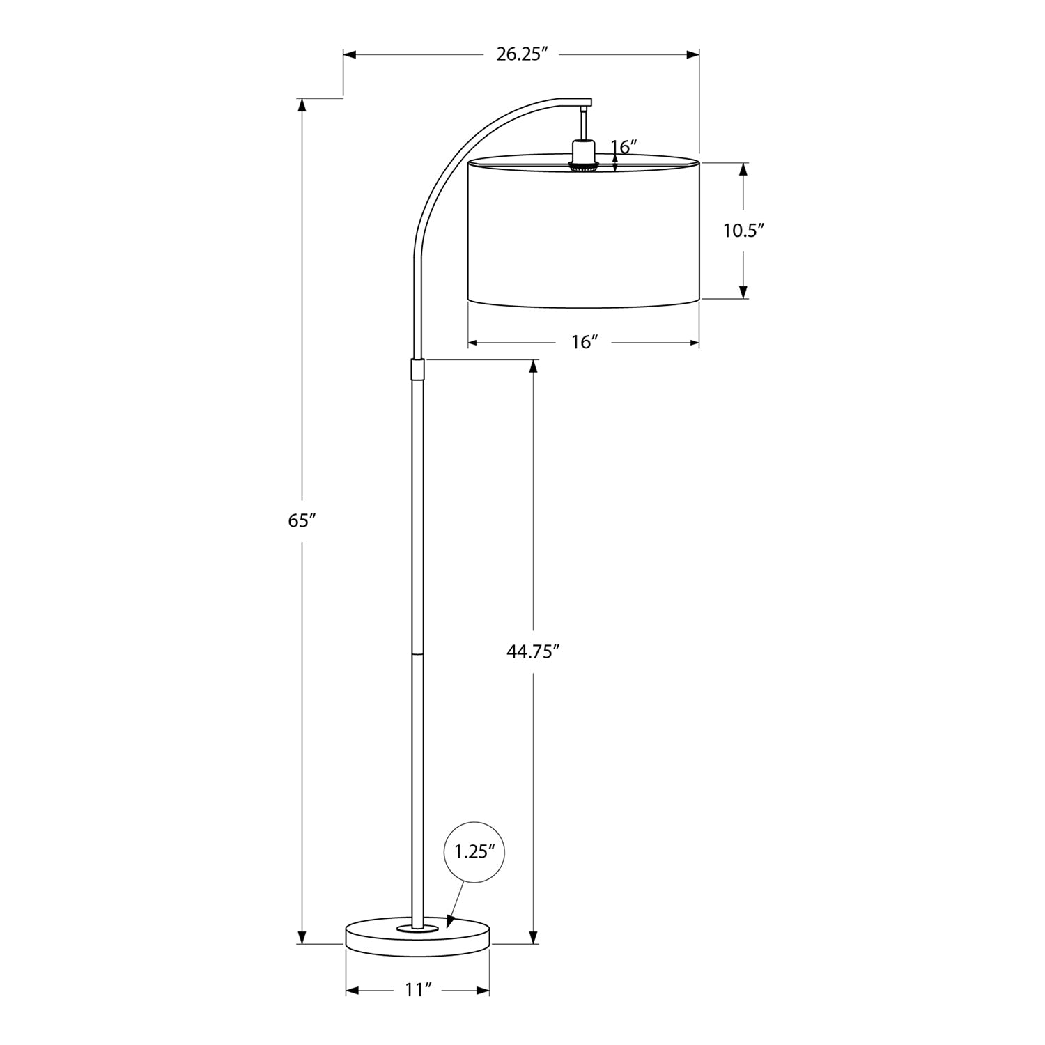 I 9749 - Luminaire, 65"H, Lampadaire, Métal Noir, Abat-jour Ivoire / Crème, Contemporain - Simple Boutique