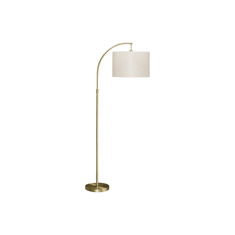 I 9750 - Luminaire, 65"H, Lampadaire, Métal En Laiton, Abat-jour Ivoire / Crème, Contemporain - Simple Boutique