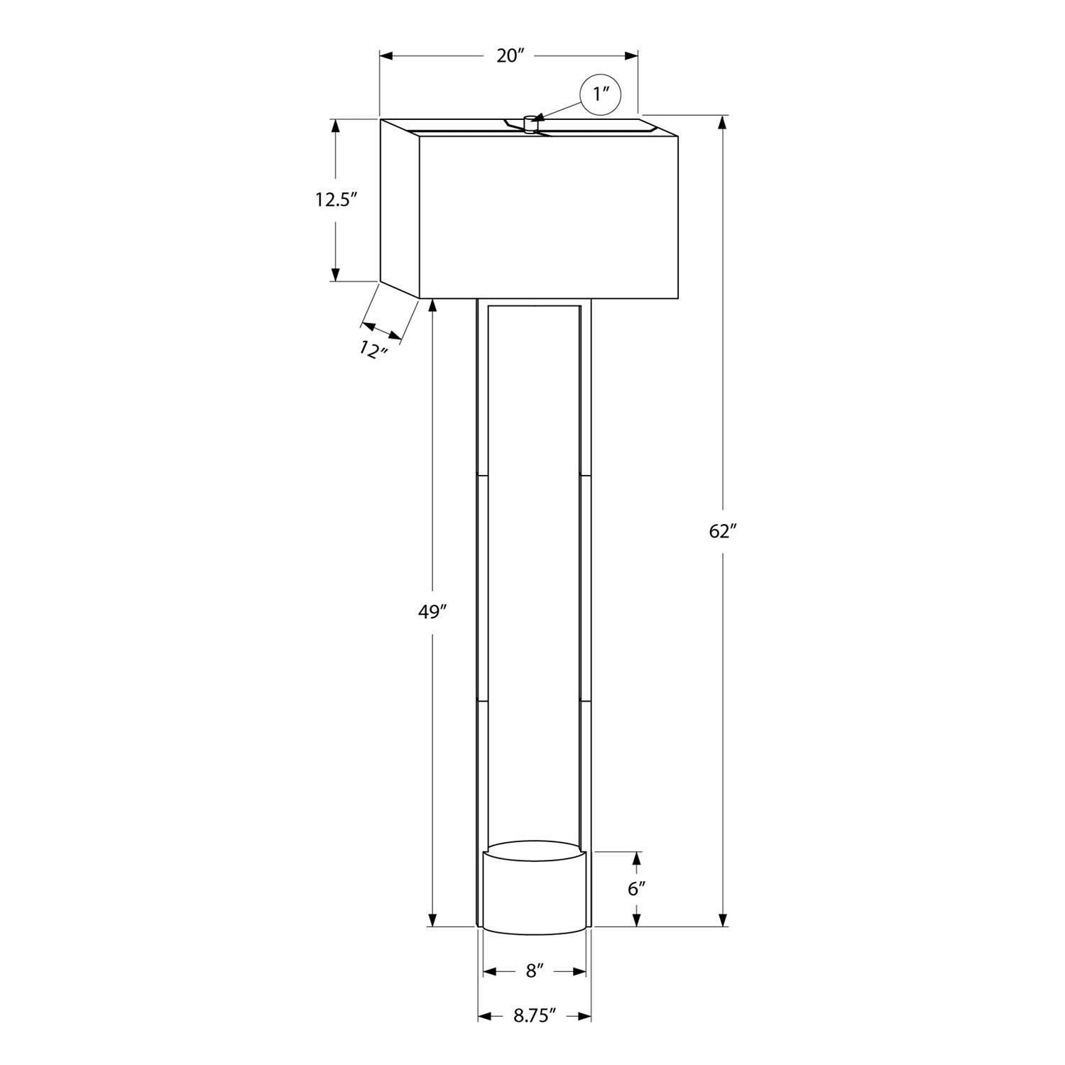 I 9752 - Luminaire, 62"H, Lampadaire, Métal Noir, Abat-jour Ivoire / Crème, Contemporain - Simple Boutique