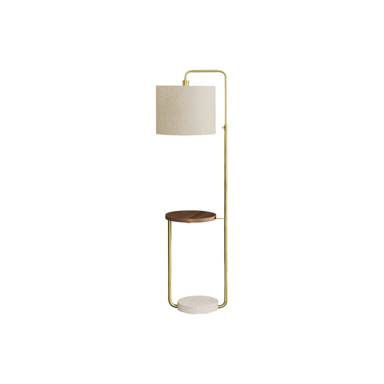 I 9754 - Luminaire, 67"H, Lampadaire, Port Usb Inclus, Métal En Laiton, Abat-jour Beige, Contemporain - Simple Boutique