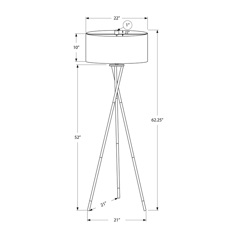 I 9756 - Luminaire, 62"H, Lampadaire, Métal Noir, Abat-jour Ivoire / Crème, Contemporain - Simple Boutique