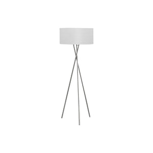 I 9757 - Luminaire, 62"H, Lampadaire, Métal Nickelé, Abat-jour Gris, Contemporain - Simple Boutique