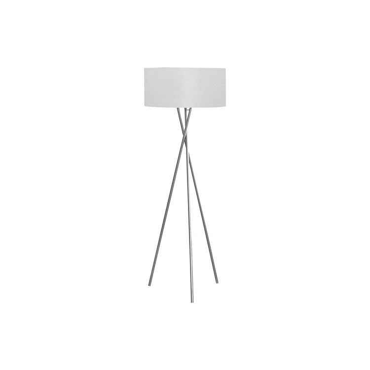 I 9757 - Luminaire, 62"H, Lampadaire, Métal Nickelé, Abat-jour Gris, Contemporain - Simple Boutique