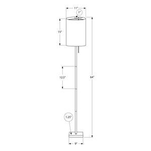 I 9759 - Luminaire, 62"H, Métal En Laiton, Abat-jour Ivoire / Crème, Contemporain - Simple Boutique