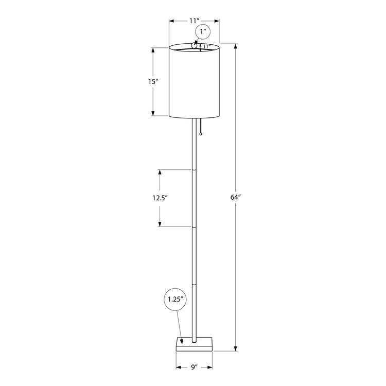 I 9759 - Luminaire, 62"H, Métal En Laiton, Abat-jour Ivoire / Crème, Contemporain - Simple Boutique