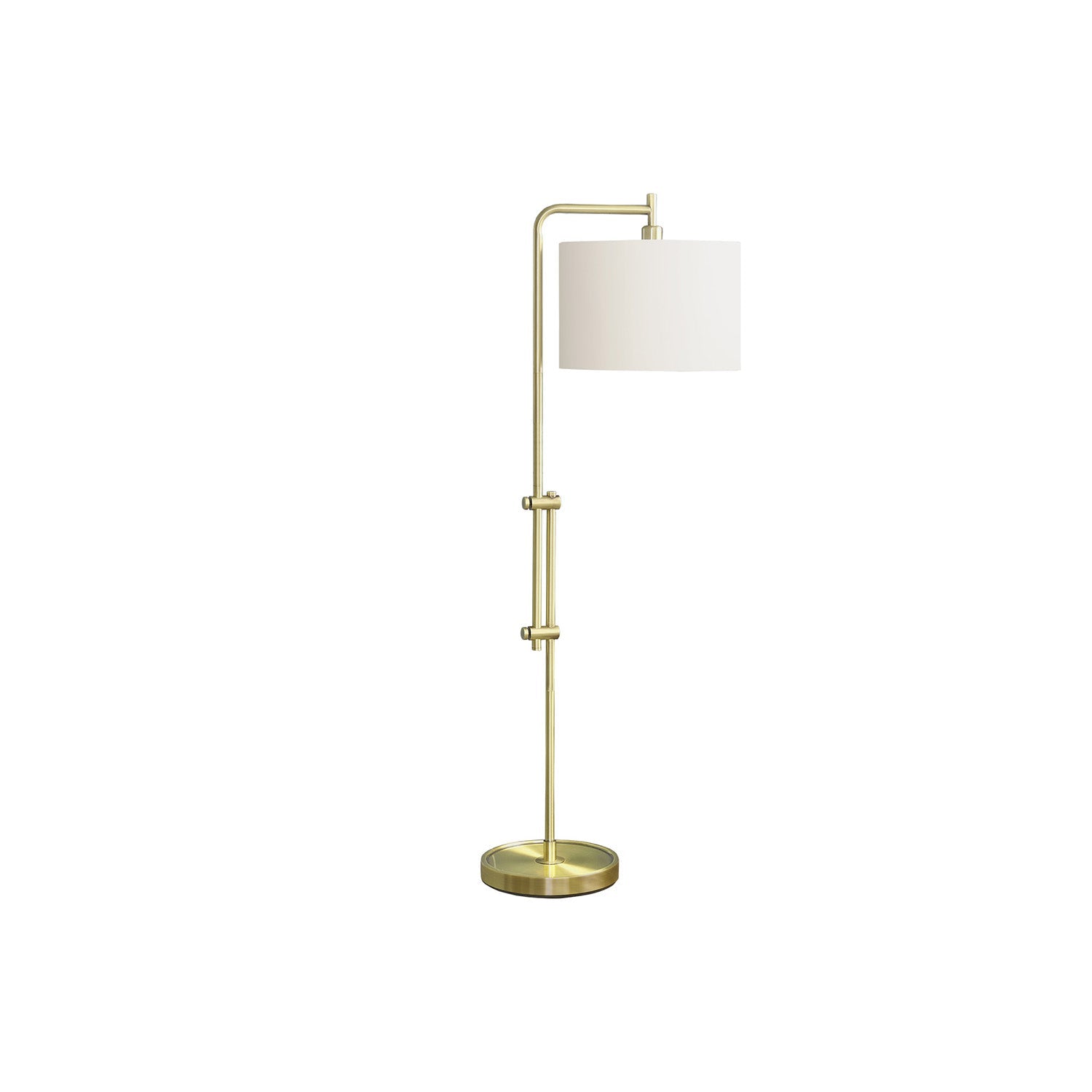 I 9761 - Luminaire, 63"H, Lampadaire, Métal En Laiton, Abat-jour Ivoire / Crème, Contemporain - Simple Boutique