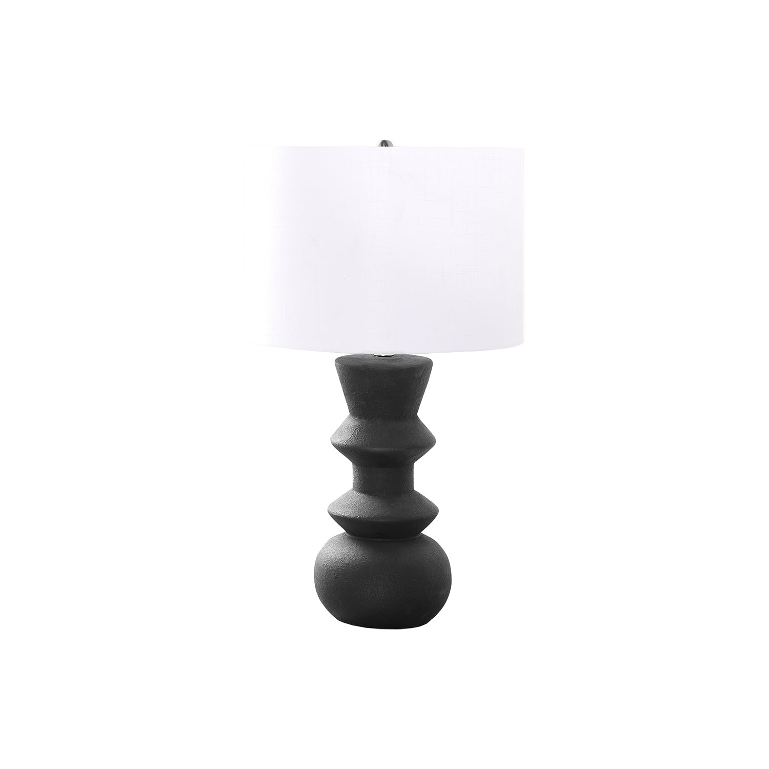 I 9763 - Luminaire, 26"H, Céramique Noire, Abat-jour Ivoire / Crème, Contemporain - Simple Boutique