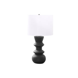 I 9763 - Luminaire, 26"H, Céramique Noire, Abat-jour Ivoire / Crème, Contemporain - Simple Boutique