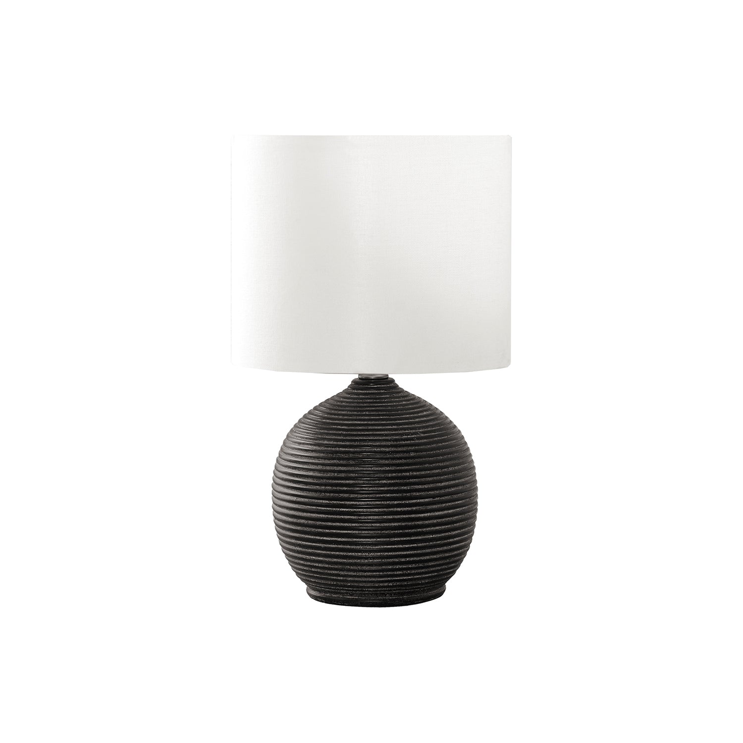 I 9764 - Luminaire, 16"H, Résine Noire, Abat-jour Ivoire / Crème, Contemporain - Simple Boutique