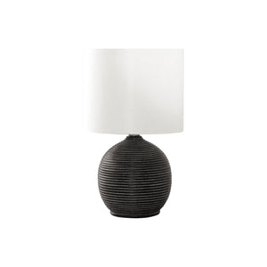 I 9764 - Luminaire, 16"H, Résine Noire, Abat-jour Ivoire / Crème, Contemporain - Simple Boutique