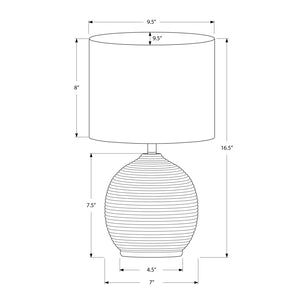 I 9764 - Luminaire, 16"H, Résine Noire, Abat-jour Ivoire / Crème, Contemporain - Simple Boutique