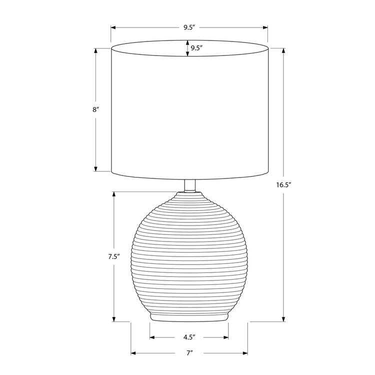 I 9764 - Luminaire, 16"H, Résine Noire, Abat-jour Ivoire / Crème, Contemporain - Simple Boutique