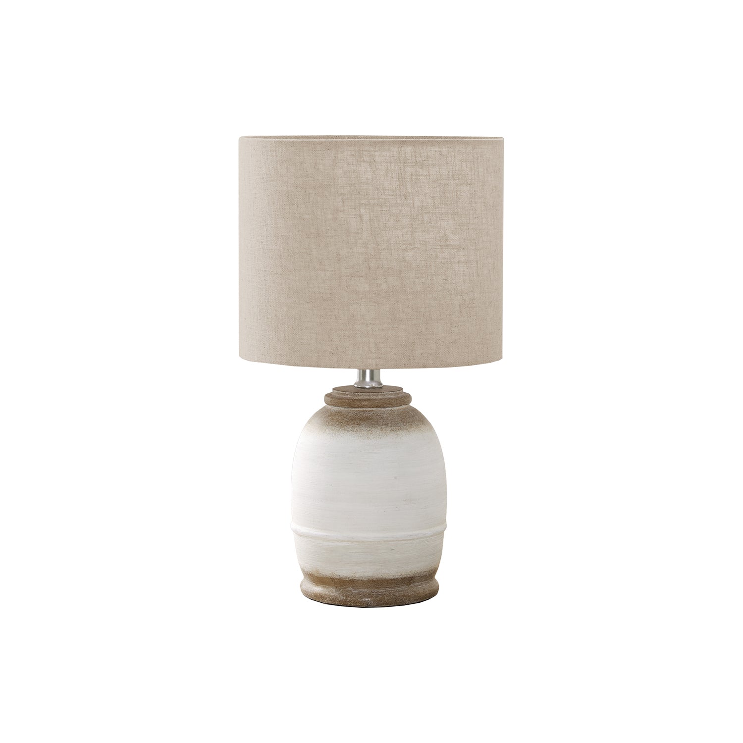 I 9765 - Luminaire, 16"H, Résine Crème, Abat-jour Beige, Contemporain - Simple Boutique