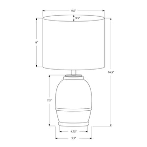 I 9765 - Luminaire, 16"H, Résine Crème, Abat-jour Beige, Contemporain - Simple Boutique