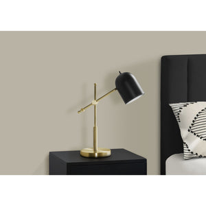 I 9766 - Luminaire, 18"H, Métal En Laiton, Abat-jour Noir, Contemporain - Simple Boutique