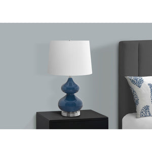 I 9767 - Luminaire, 24"H, Verre Bleu, Abat-jour Ivoire / Crème, Contemporain - Simple Boutique