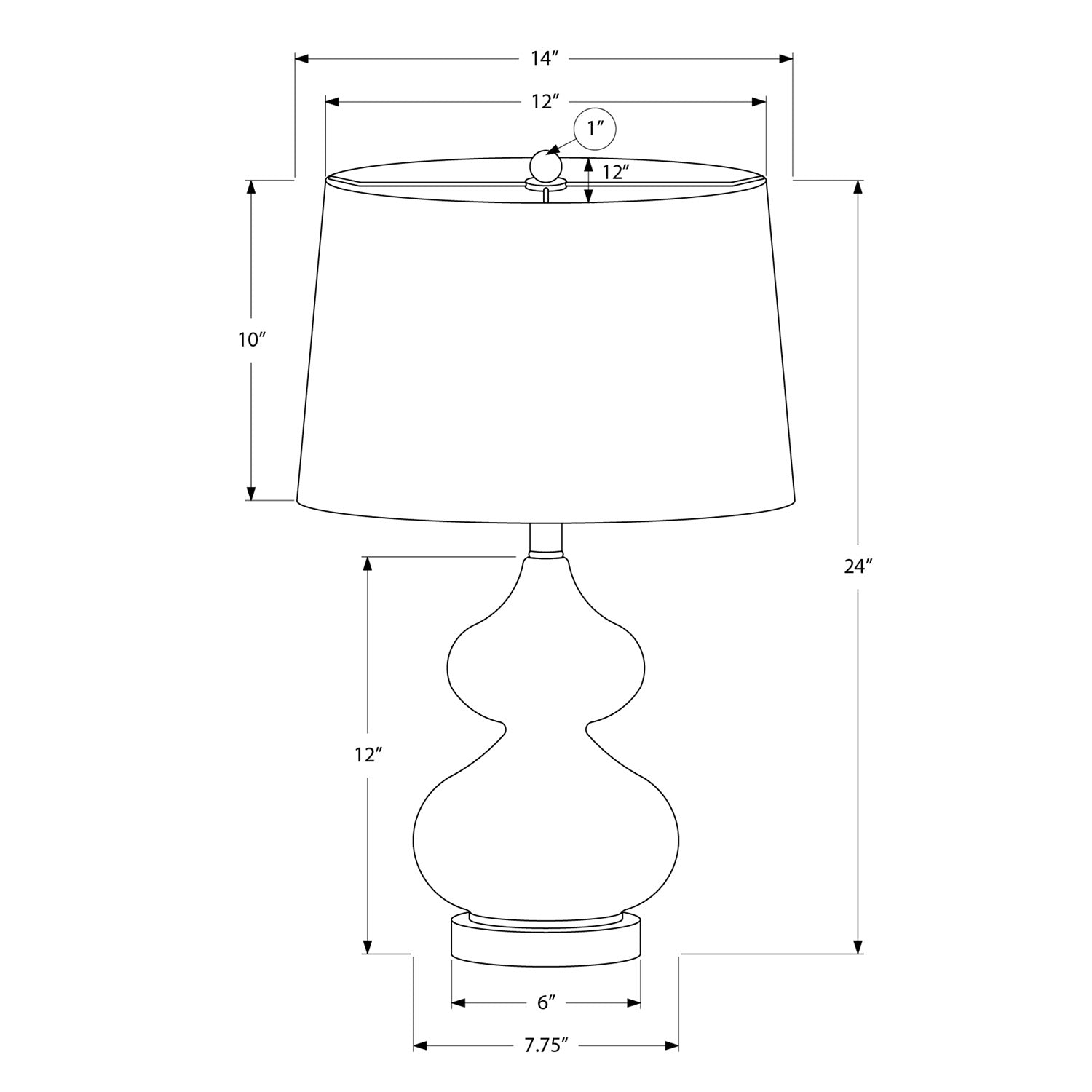I 9767 - Luminaire, 24"H, Verre Bleu, Abat-jour Ivoire / Crème, Contemporain - Simple Boutique