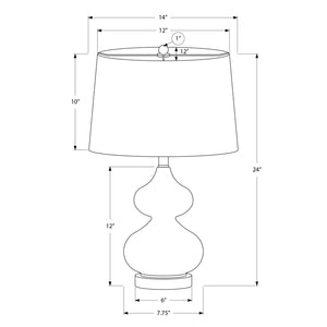 I 9767 - Luminaire, 24"H, Verre Bleu, Abat-jour Ivoire / Crème, Contemporain - Simple Boutique