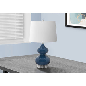 I 9767 - Luminaire, 24"H, Verre Bleu, Abat-jour Ivoire / Crème, Contemporain - Simple Boutique