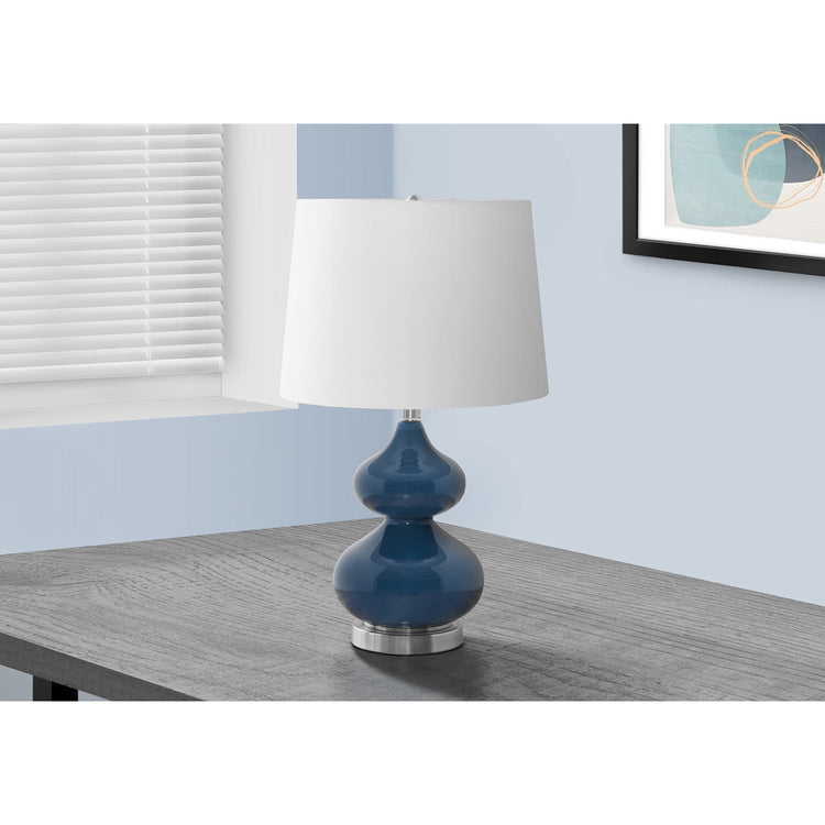 I 9767 - Luminaire, 24"H, Verre Bleu, Abat-jour Ivoire / Crème, Contemporain - Simple Boutique