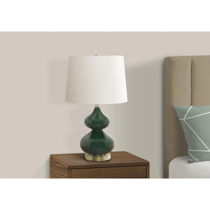 I 9768 - Luminaire, 24"H, Verre Vert, Abat-jour Ivoire / Crème, Contemporain - Simple Boutique