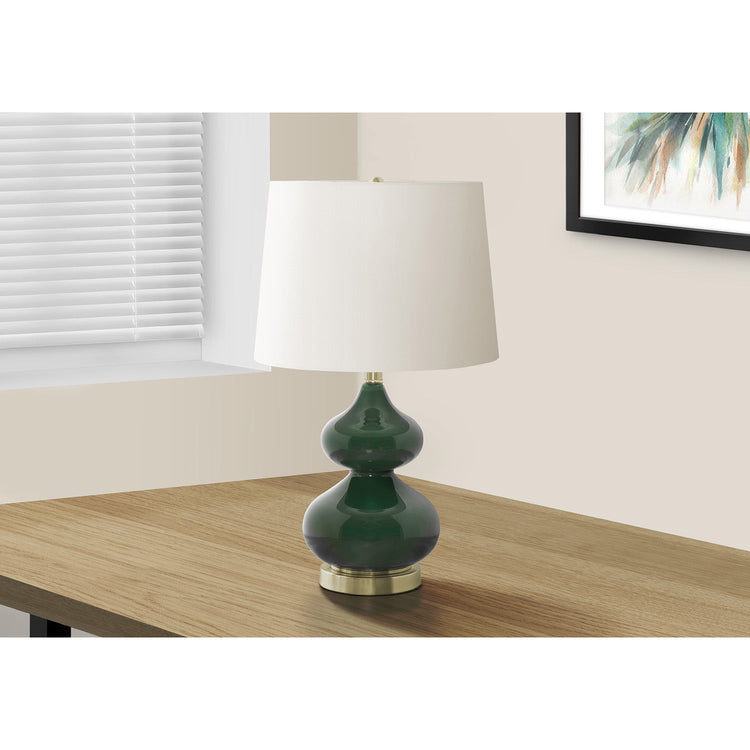 I 9768 - Luminaire, 24"H, Verre Vert, Abat-jour Ivoire / Crème, Contemporain - Simple Boutique