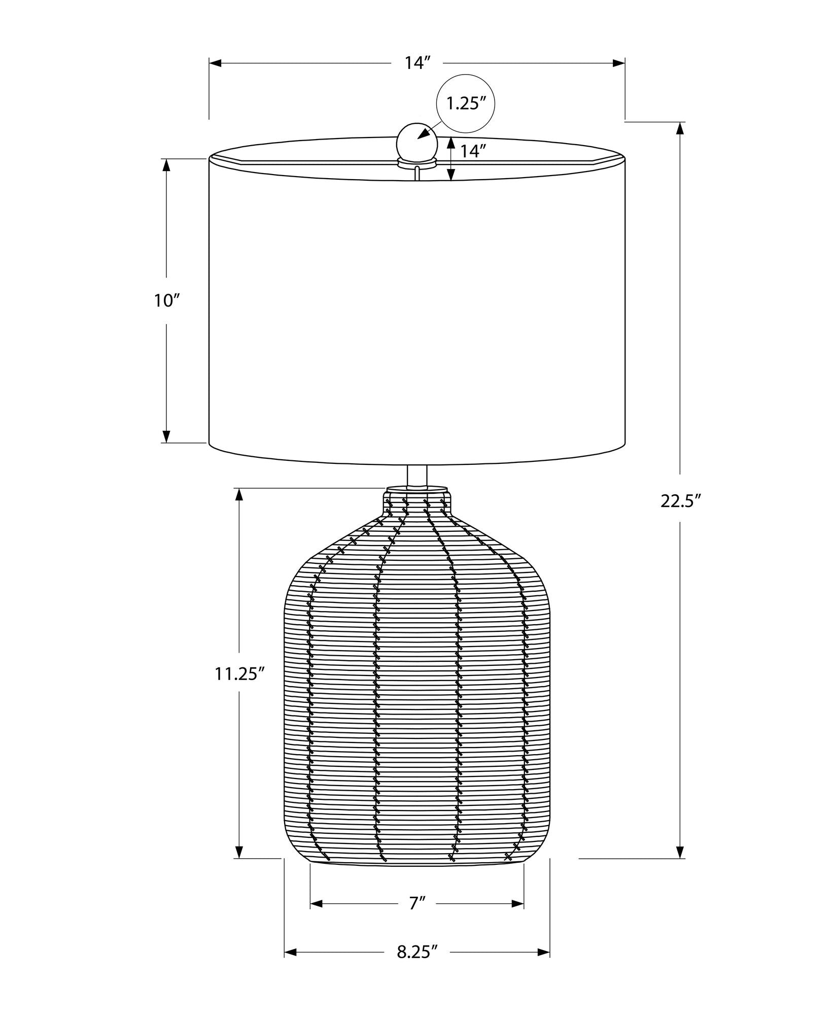 I 9769 - Luminaire, 23''H, Lampe De Table, Rotin Marron, Abat-jour Beige, Moderne - Simple Boutique
