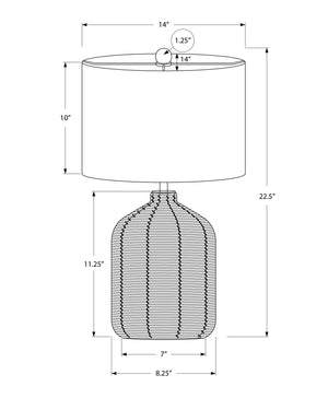 I 9769 - Luminaire, 23''H, Lampe De Table, Rotin Marron, Abat-jour Beige, Moderne - Simple Boutique
