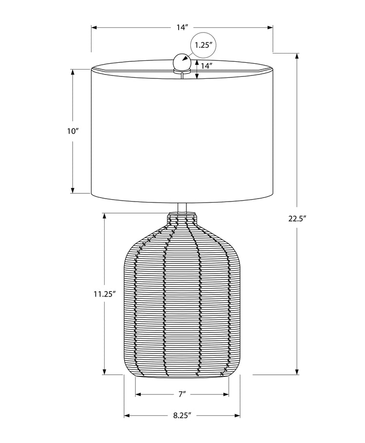 I 9769 - Luminaire, 23''H, Lampe De Table, Rotin Marron, Abat-jour Beige, Moderne - Simple Boutique