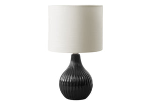 I 9775 - Luminaire, 17''H, Lampe De Table, Céramique Noire, Abat-jour Ivoire / Crème, Contemporain, Moderne - Simple Boutique