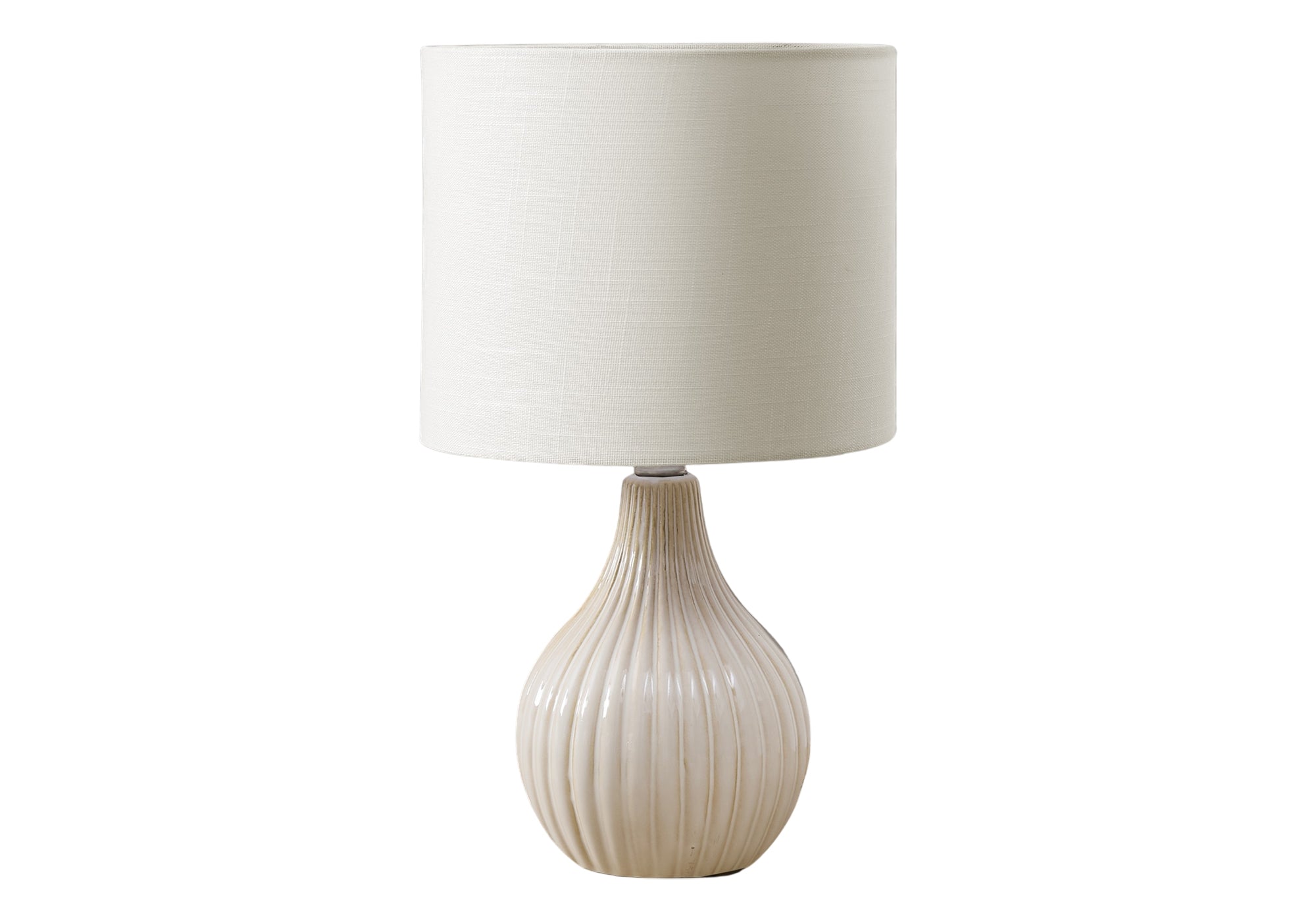 I 9776 - Luminaire, 17''H, Lampe De Table, Céramique Beige, Abat-jour Ivoire / Crème, Contemporain, Moderne - Simple Boutique