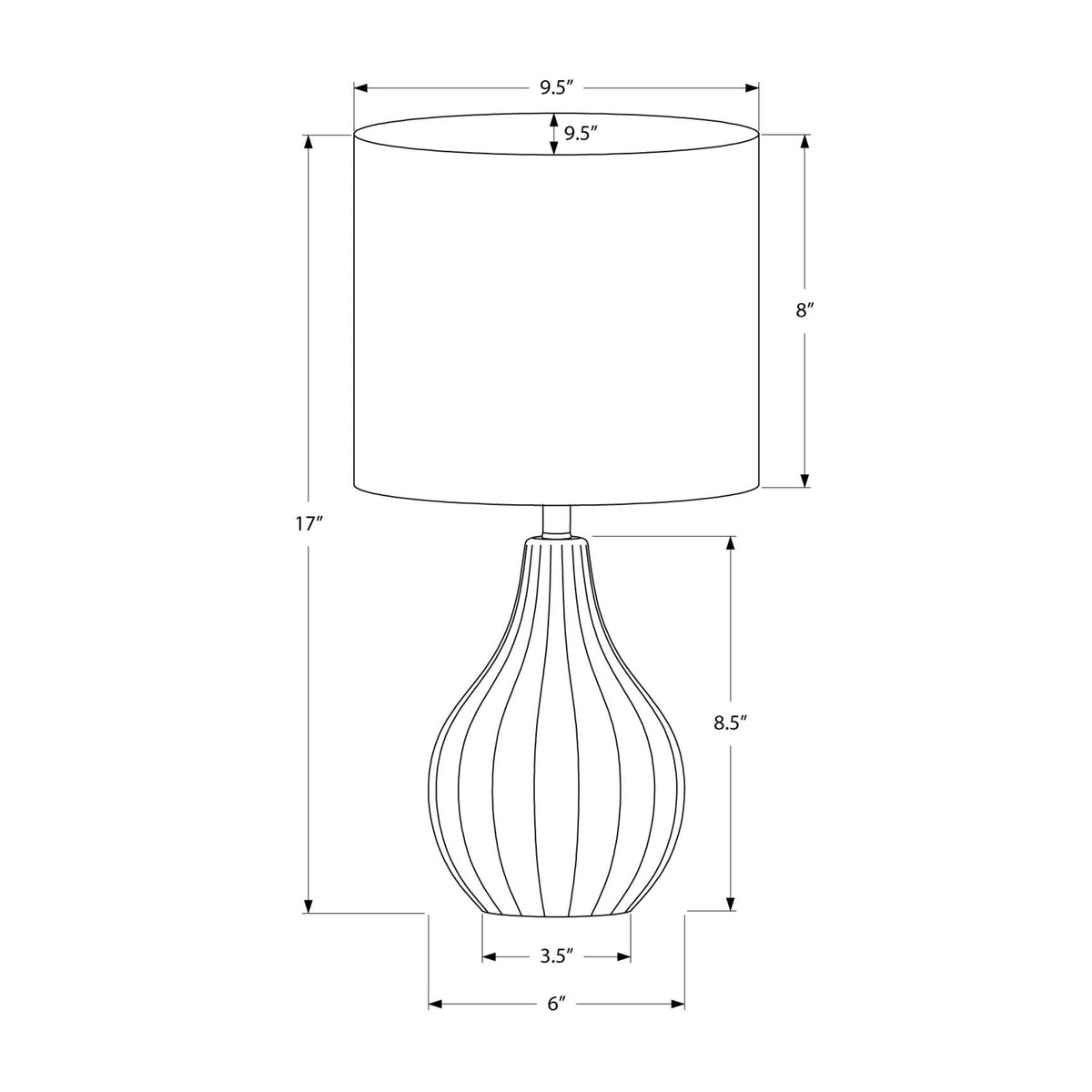 Monarch Specialties I 9776 - Luminaire, 17''H, Lampe De Table, Céramique Beige, Abat-jour Ivoire / Crème, Contemporain, Moderne - Simple Boutique