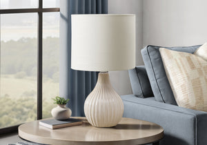 I 9776 - Luminaire, 17''H, Lampe De Table, Céramique Beige, Abat-jour Ivoire / Crème, Contemporain, Moderne - Simple Boutique