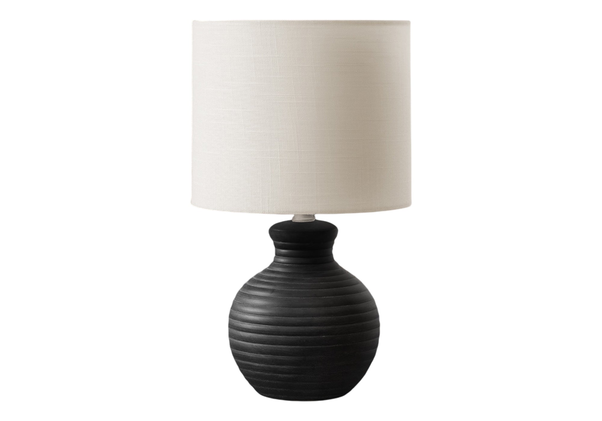 I 9778 - Luminaire, 16''H, Lampe De Table, Résine Noire, Abat-jour Ivoire / Crème, Contemporain - Simple Boutique