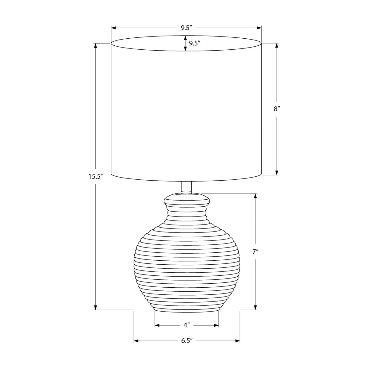 Monarch Specialties I 9778 - Luminaire, 16''H, Lampe De Table, Résine Noire, Abat-jour Ivoire / Crème, Contemporain - Simple Boutique