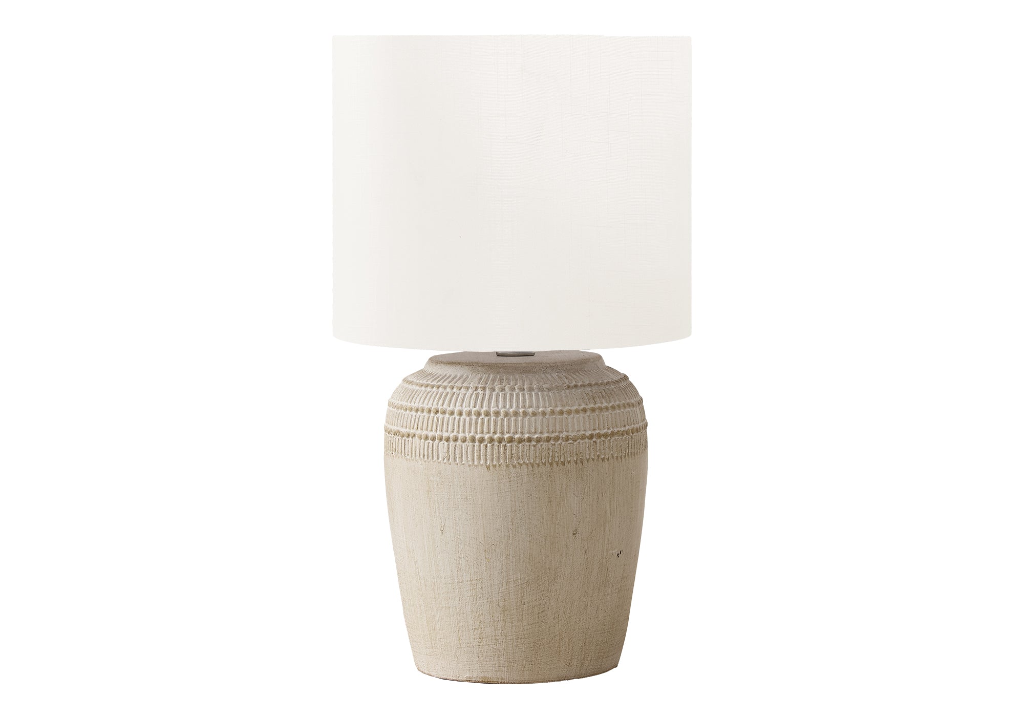 I 9779 - Luminaire, 17''H, Lampe De Table, Céramique Beige, Abat-jour Ivoire / Crème, Contemporain - Simple Boutique