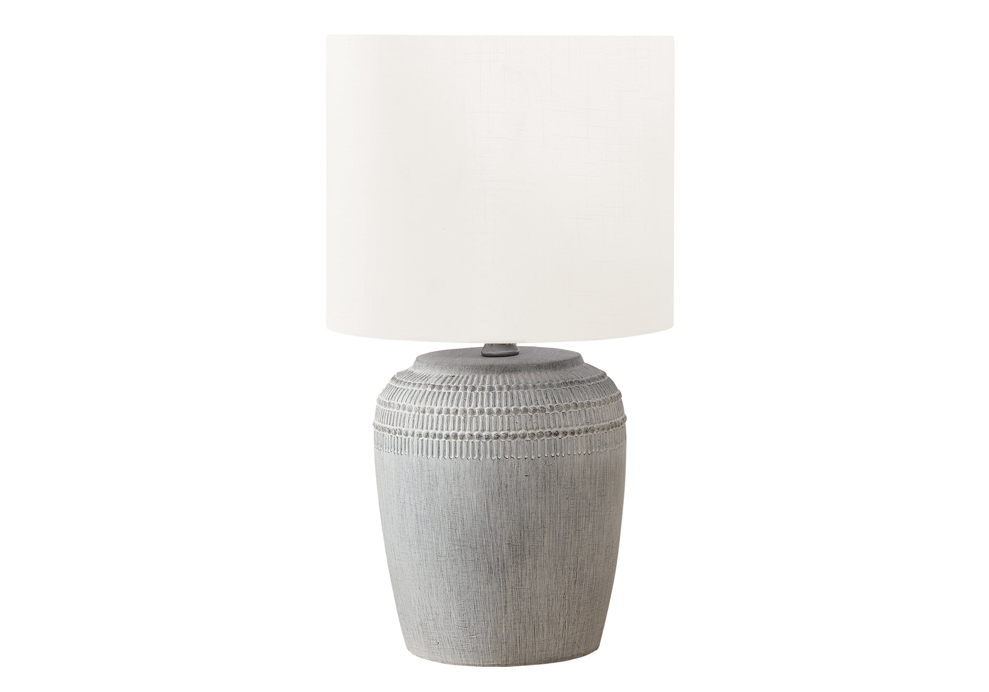 I 9780 - Luminaire, 17''H, Lampe De Table, Céramique Gris, Abat-jour Ivoire / Crème, Contemporain - Simple Boutique