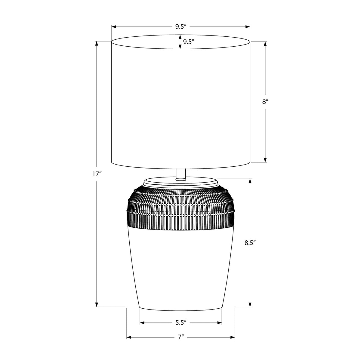 Monarch Specialties I 9780 - Luminaire, 17''H, Lampe De Table, Céramique Gris, Abat-jour Ivoire / Crème, Contemporain - Simple Boutique