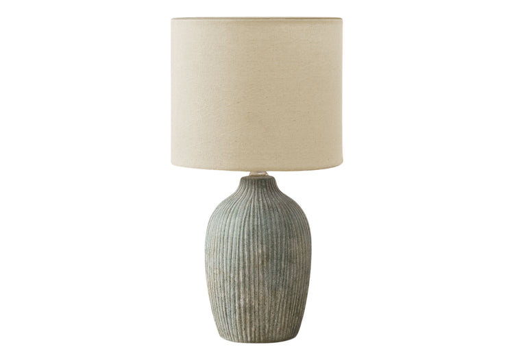 I 9784 - Luminaire, Lampe De Table, 18''H, Céramique Verte, Abat-jour Beige, Contemporain, Moderne - Simple Boutique