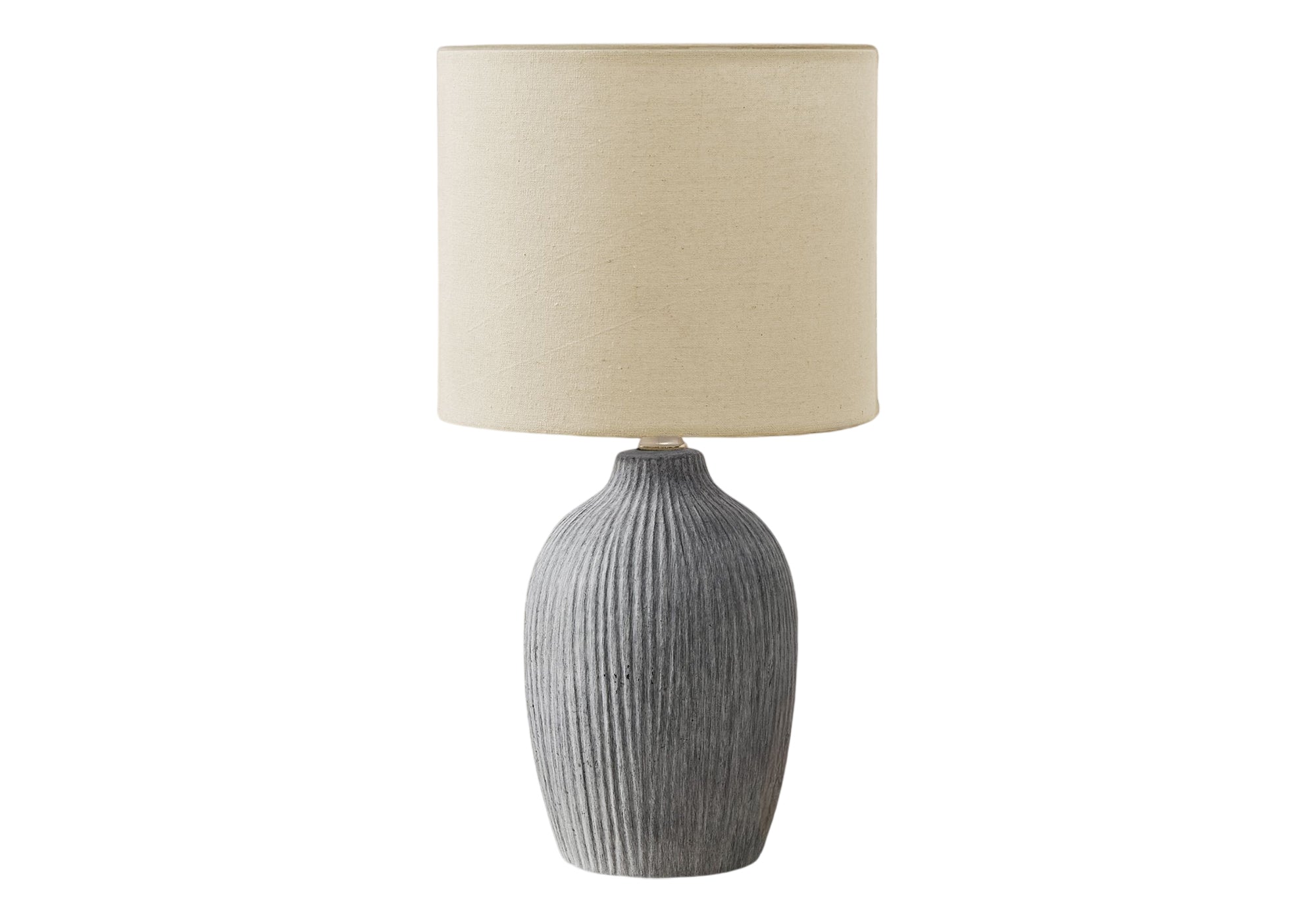 I 9785 - Luminaire, Lampe De Table, 18''H, Céramique Gris, Abat-jour Ivoire / Crème, Contemporain, Moderne - Simple Boutique