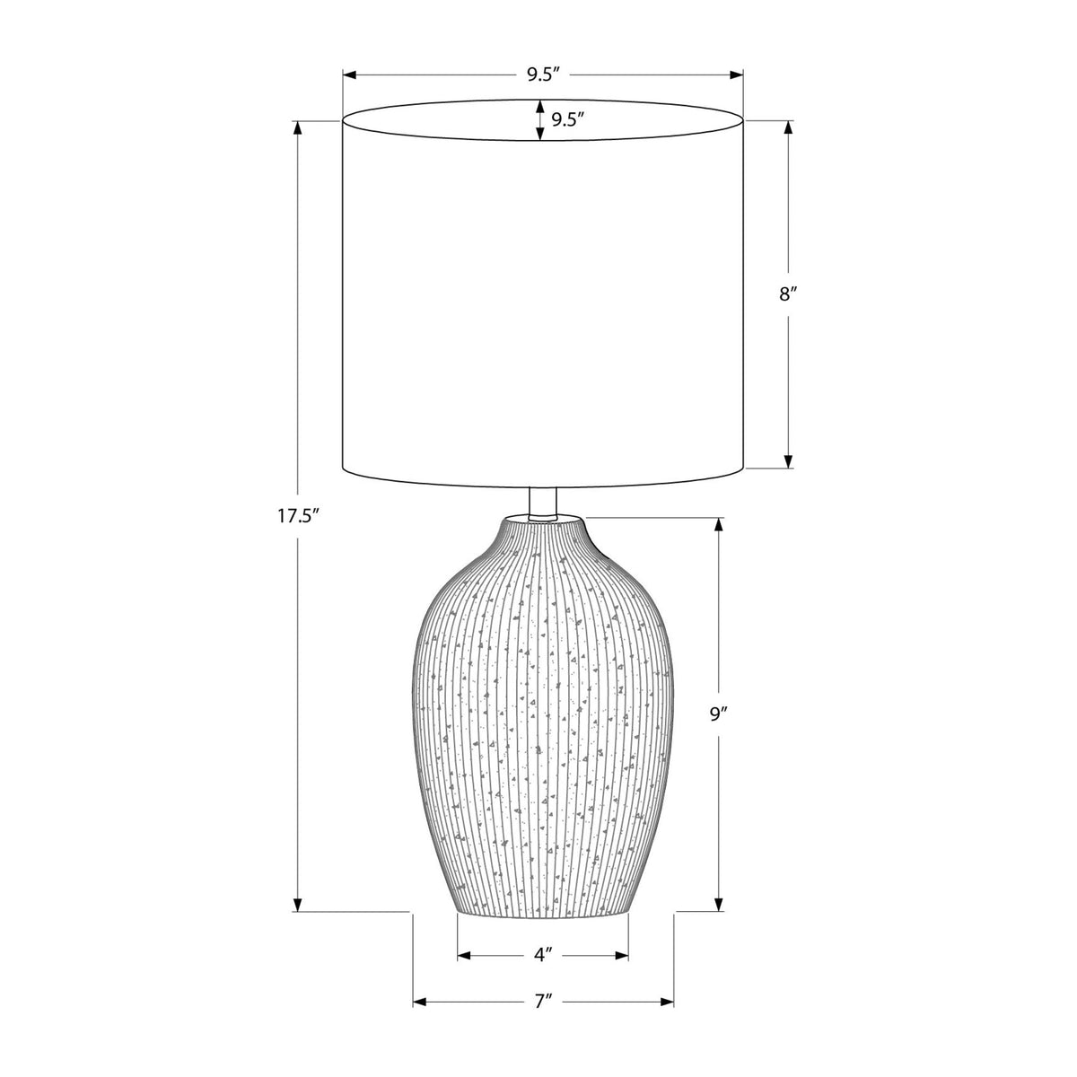 Monarch Specialties I 9785 - Luminaire, Lampe De Table, 18''H, Céramique Gris, Abat-jour Ivoire / Crème, Contemporain, Moderne - Simple Boutique