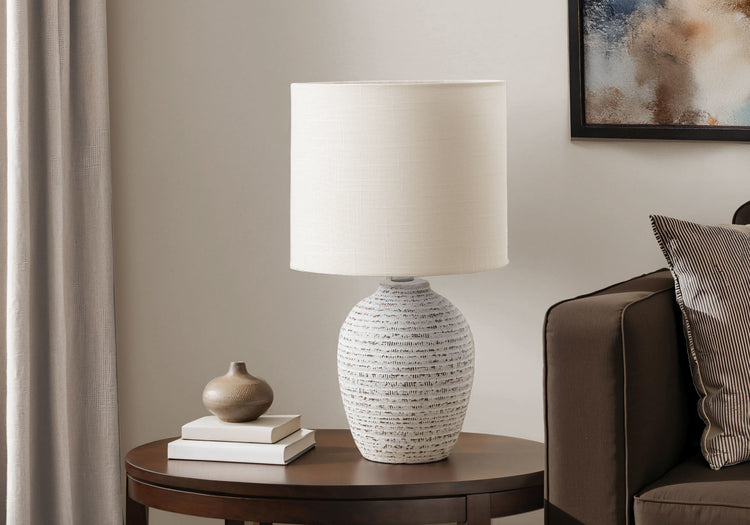 I 9787 - Luminaire, 17''H, Lampe De Table, Céramique Ivoire, Abat-jour Ivoire / Crème, Contemporain, Moderne - Simple Boutique