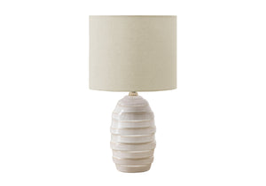 I 9789 - Luminaire, 17''H, Lampe De Table, Céramique Ivoire, Abat-jour Beige, Contemporain, Moderne - Simple Boutique
